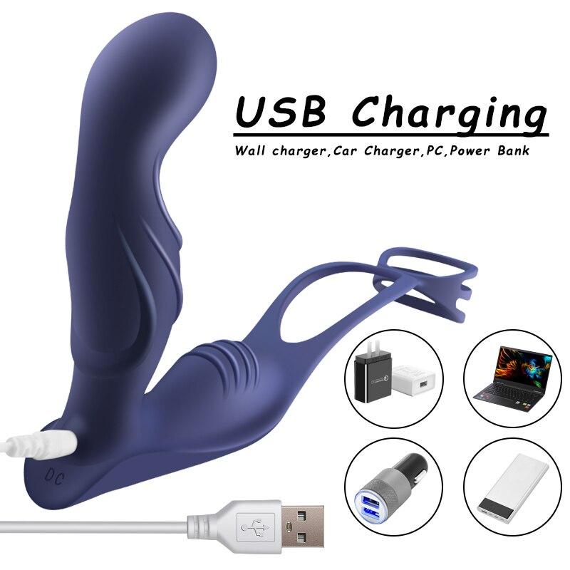 Männlicher Prostata-Massage-Vibrator, Butt-Plug, Silikon-Stimulationsring, Vibrator, verzögerte Ejakulation, männliches Sexspielzeug