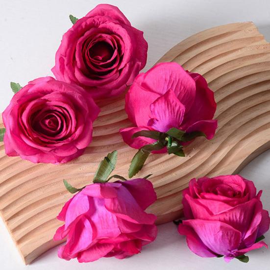 2 Pcs Realistic Artificial Rose Flower Heads Faux Silk No Stem Rose Heads