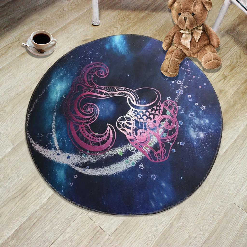 Creative 12 Constellation Round Carpet Living Room Bedroom Children's Cartoon Computer Chair Floor Mat Modern Home Carpet