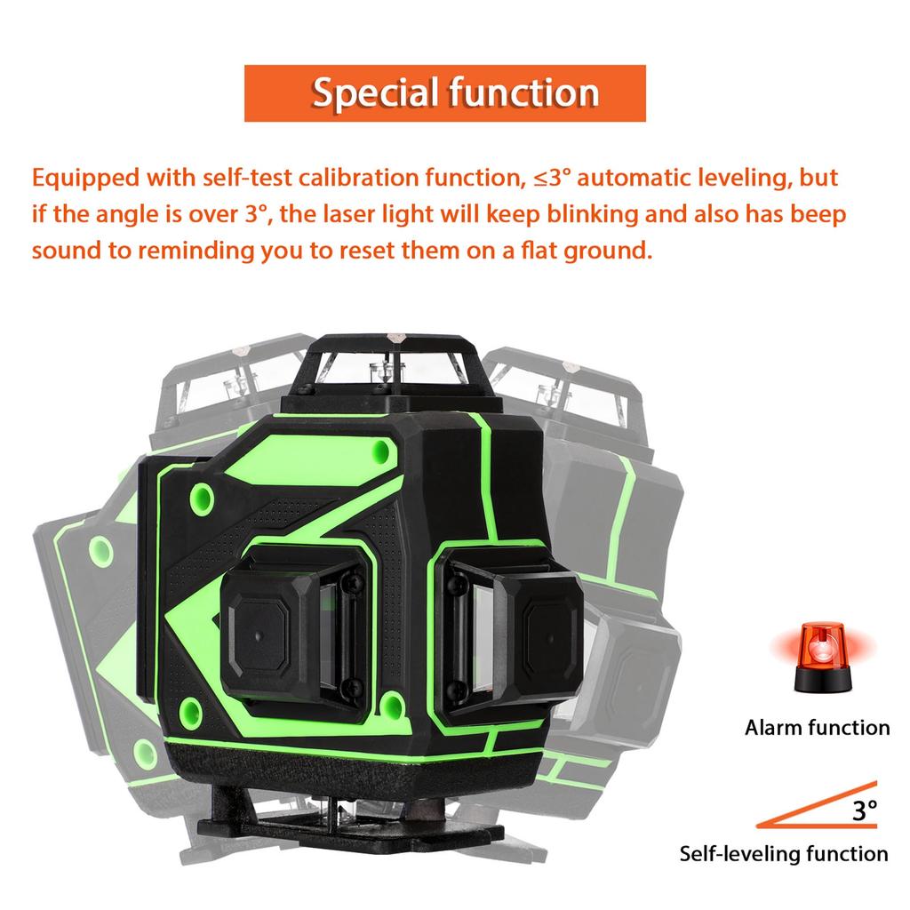 Laser Level Laser Level Machine Multifunctional 16 Lines Level Tool Vertical Horizontal Lines with 3° Self Leveling Function