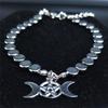 Witchcraft Pentagram Stainless Steel Triple Moon Goddess Bracelet Women Silver Color Bracelets Bangles Jewelry Bijoux B1729S02