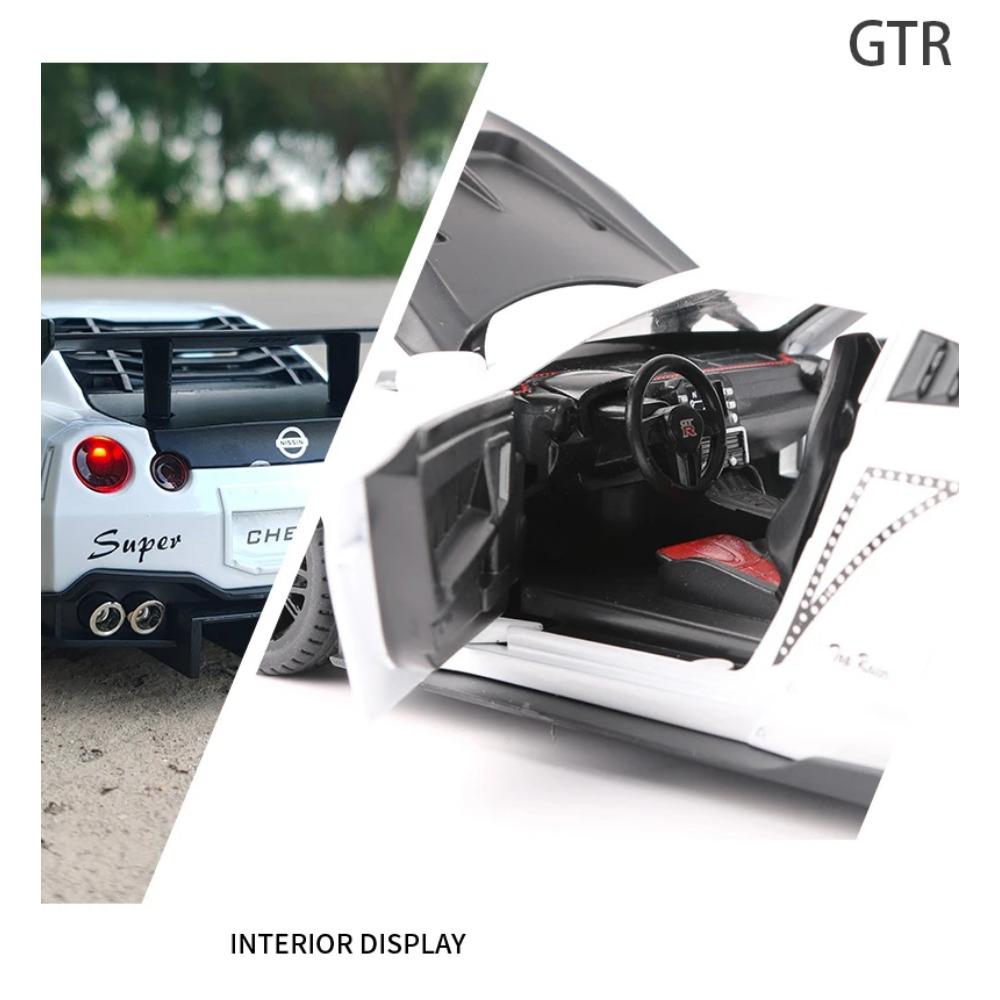 1/24 Skyline Ares Nissan GTR R34 R35 Legierung Sportwagen Modell Diecast Metall Rennwagen Modell Simulation Sound Licht Kinderspielzeug Geschenk