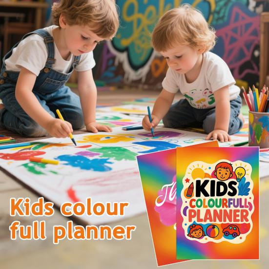 Günlük Program ve Hedef Takibi İçin Renkli Çocuk Planlayıcısı Karalama Sayfalarıyla Eğlenceli Eğitici Düzenleyici Çocuk Ödevi Planlayıcısı