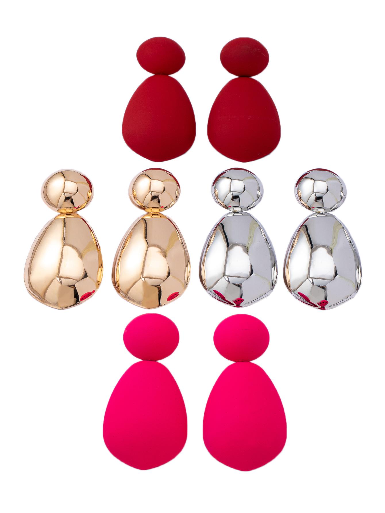 Lucky Star Jewelry Women's Red A Pair Of Earrings, Colorful Drop-Shaped Exaggerated Earrings, Suitable For Daily Wear And Vacation Wear