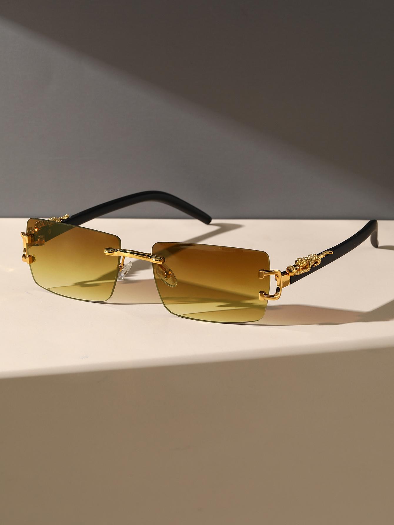 

1/2 шт. Модные трендовые безободковые прямоугольные персонализированные солнцезащитные очки для повседневной жизни