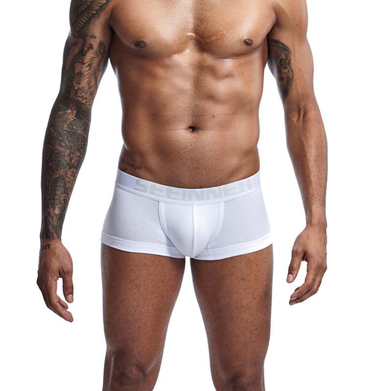 New men s high-quality pure cotton flat-angle solid-color underwear business high-quality four-corner men M белый