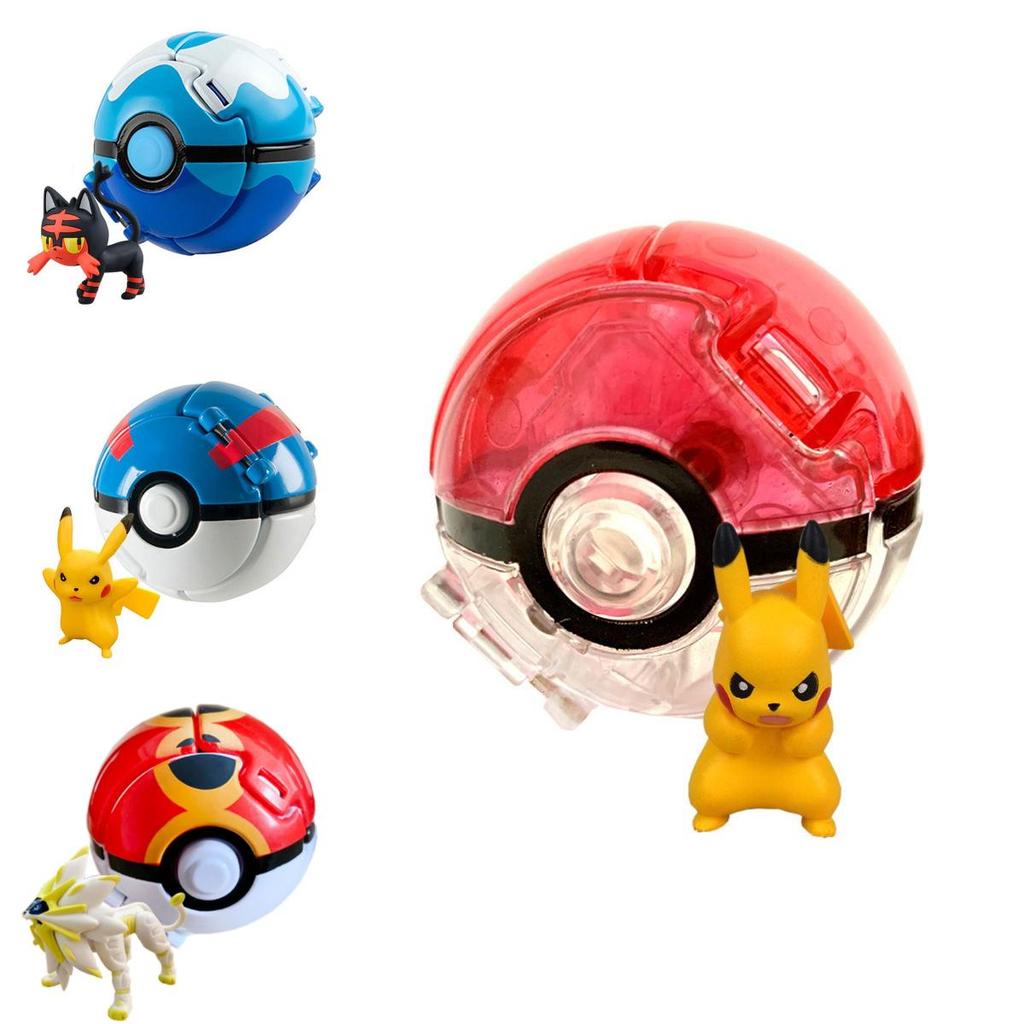 Pokemon Poke Ball Elf Figure Model Toy Pikachu Charmander Litten Rockruff Game Anime Figure