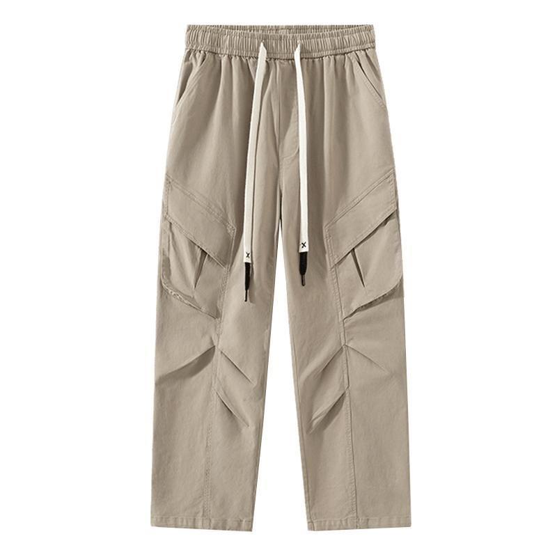 Large size pants men's loose straight wide-leg overalls spring and summer khaki casual trousers men