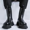 Men's Black boots Classic designer casual style Party or work 38-46 Fashion outdoor street High top leather shoes Thick soled