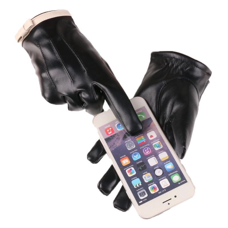 Warm gloves women's velvet cold-proof fragrant wind cute fashion bow leather touch screen autumn and winter gloves
