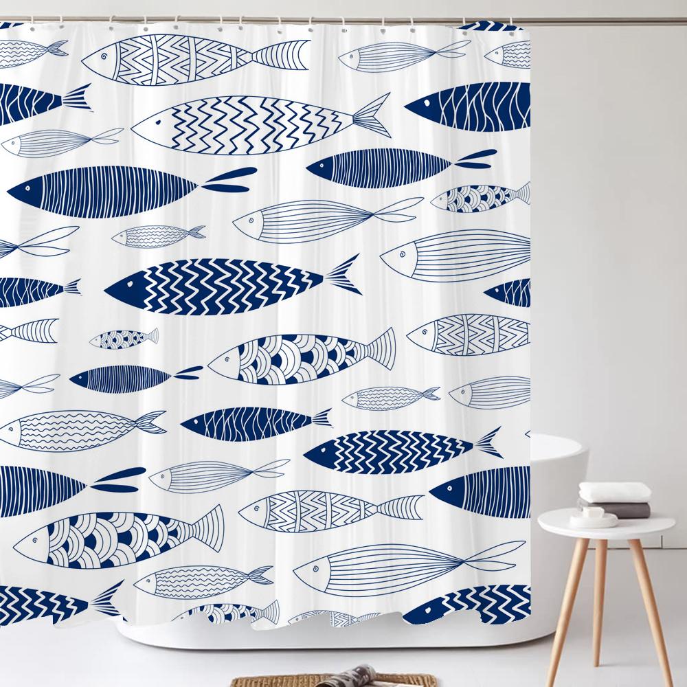 

Подводный мир Занавеска для душа для ванной Морская черепаха Дельфин Обитатель океана Морская рыба Занавески для душа для ванной Водонепроницаемая занавеска 90x180cm-35x70in