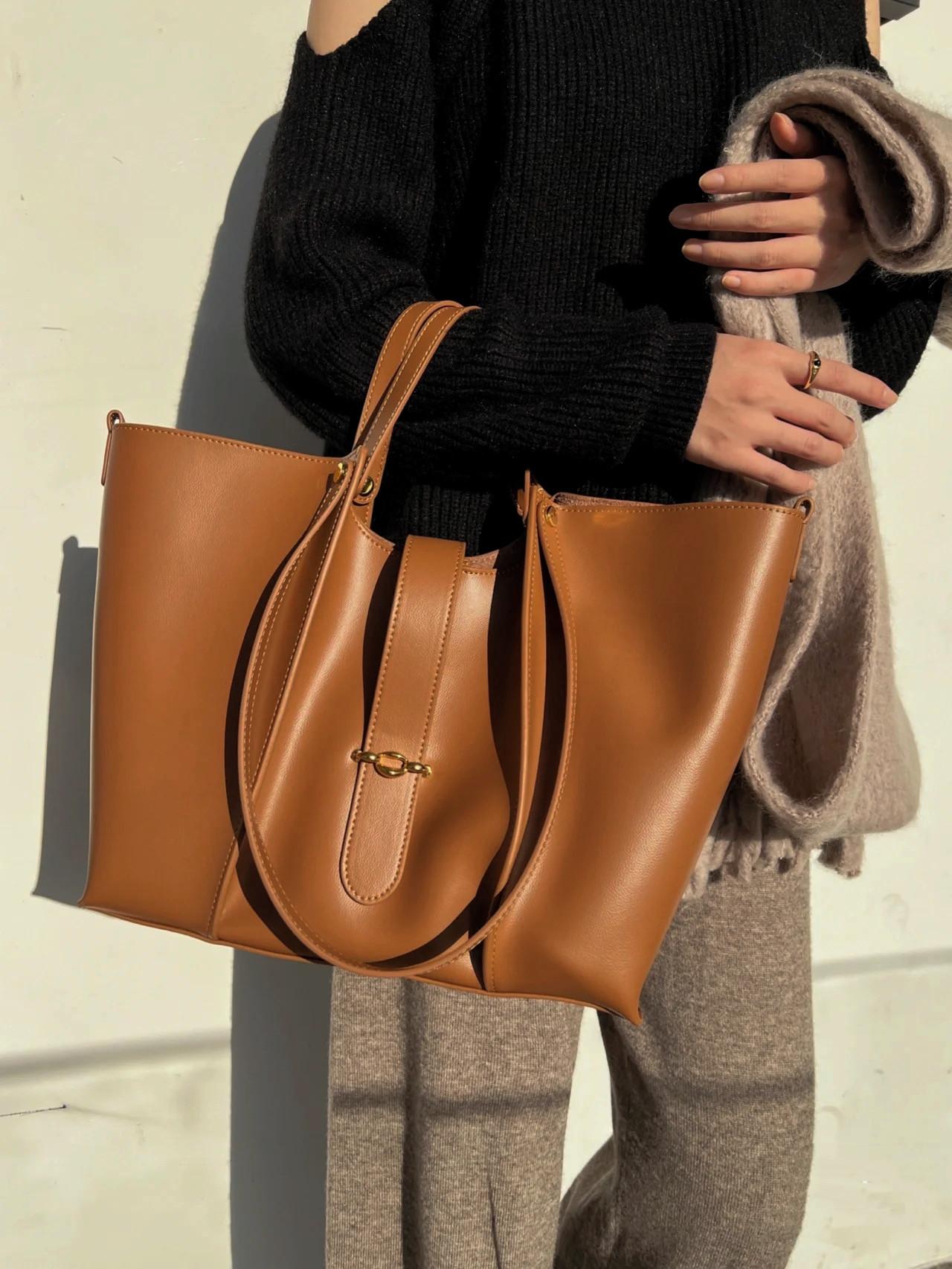 Новая Текстура Большая Сумка Сумка Тоут Женская Большая Вместимость Сумка Одно Плечо — фото 6