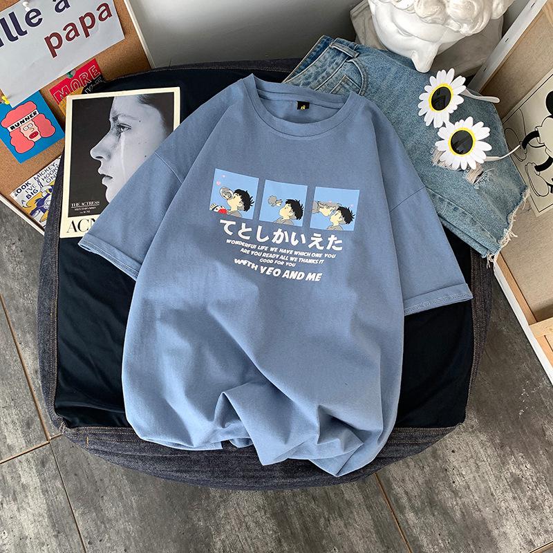 

Женская футболка свободного кроя с рисунком из японского мультфильма, лето 2021 г. XL