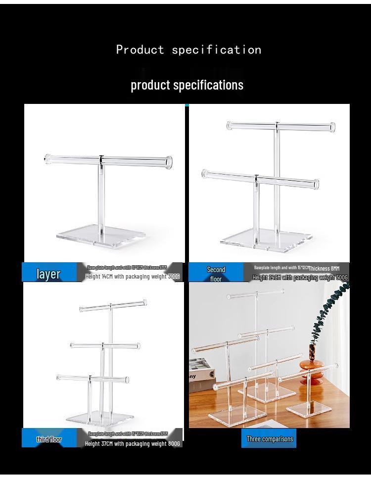 High-End Transparent Jewelry Display Stand for Bracelets, Necklaces, Bangles, and Watches.