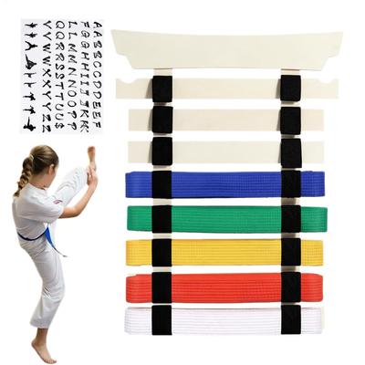 Martial Arts Belt Display Karate Belt Hanger Display with Stickers Sports Equipment Storage Organizer Rack for Kids Teens Women