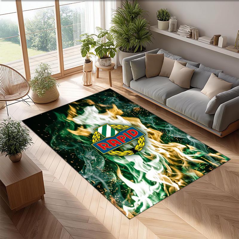 Rapid Wien FC Soccer Football Pattern Soft Area Rug Non Slip Indoor Floor Carpet Sports Decor Mat for Bedroom