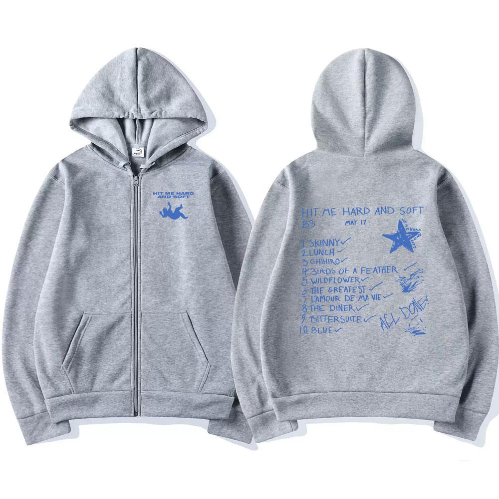Hit Me Hard and Soft 2024 Tour Zipper Hoodies Männer Frauen Trendy Harajuku Fans Geschenk Sweatshirts Herbst Winter Zip Up Jacken Mäntel