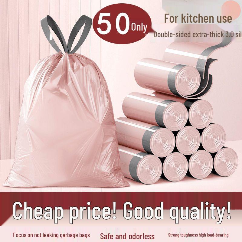 50-Pack Ice Berry Pink Thick Drawstring Garbage Bags - Free Shipping