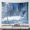 Winter Woods Snow Print Pattern Tapestry Home Bedroom Living Room Dormitory Wall Decor Background Cloth Tapestry