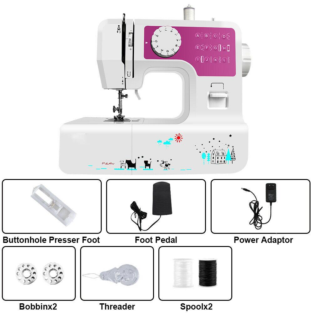 7.2W Mini Electric 12 Stitches Sewing Machine Household Multifunction Double Thread And Speed Free-Arm Crafting Mending W/ LED Light