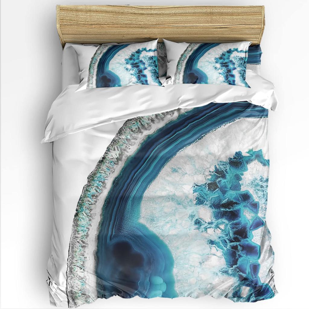 Crystal Duvet Cover for Kids Queen Lightweight Quilt Cover with 2 Pillowcase Ice Crystal Winter Themed Bedding Sets No Comforter