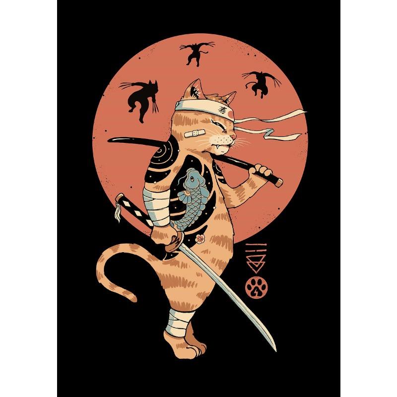 

Japanese Retro Style Tattoo Samurai Cat Ramen Cartoon Posters Prints Canvas Painting Wall Art Picture Living Room Home Decor 21cm×30cm NoFrame