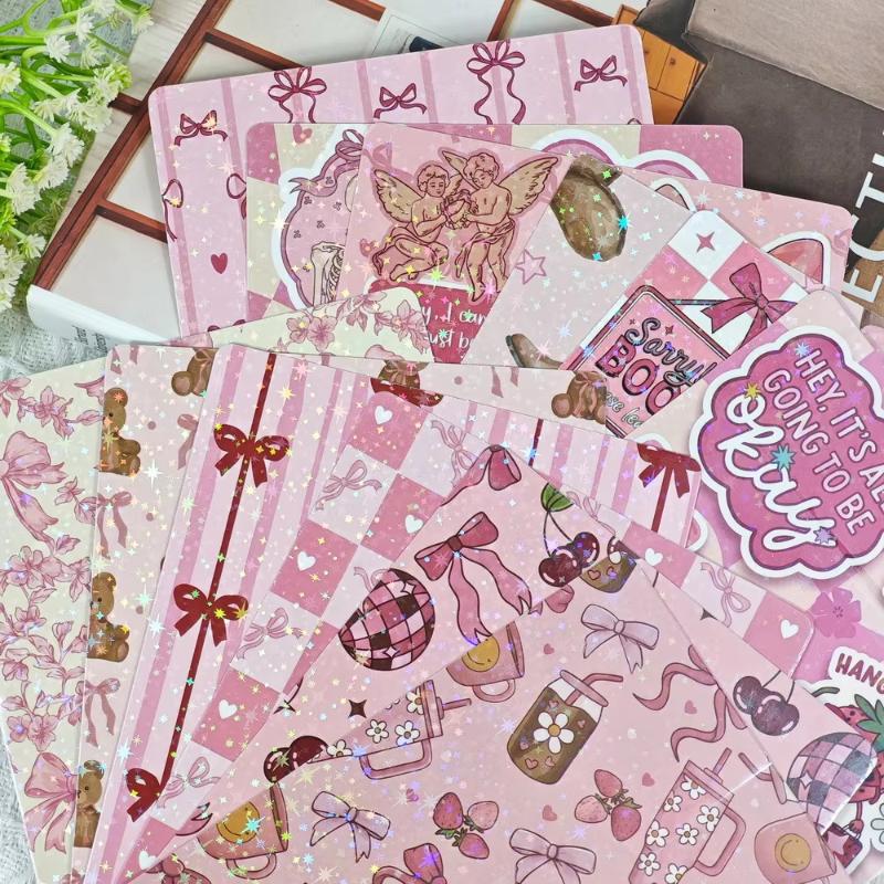 Cute Bow Pattern Insert Paper Cards Waterproof No Residue for Transparent Tablet Case E-Reader Cover Travel Portable Decor