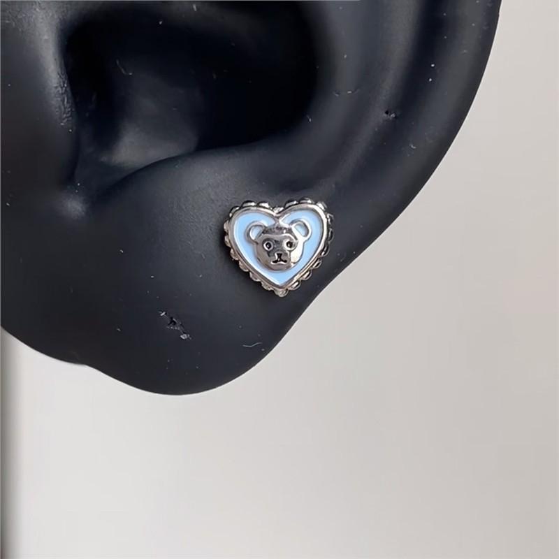 1 Pcs Pink Love Heart Wings Star Pendant Ear Bone Nail 316L Stainless Steel Piercing Earring Punk Jewelry Women Accessories