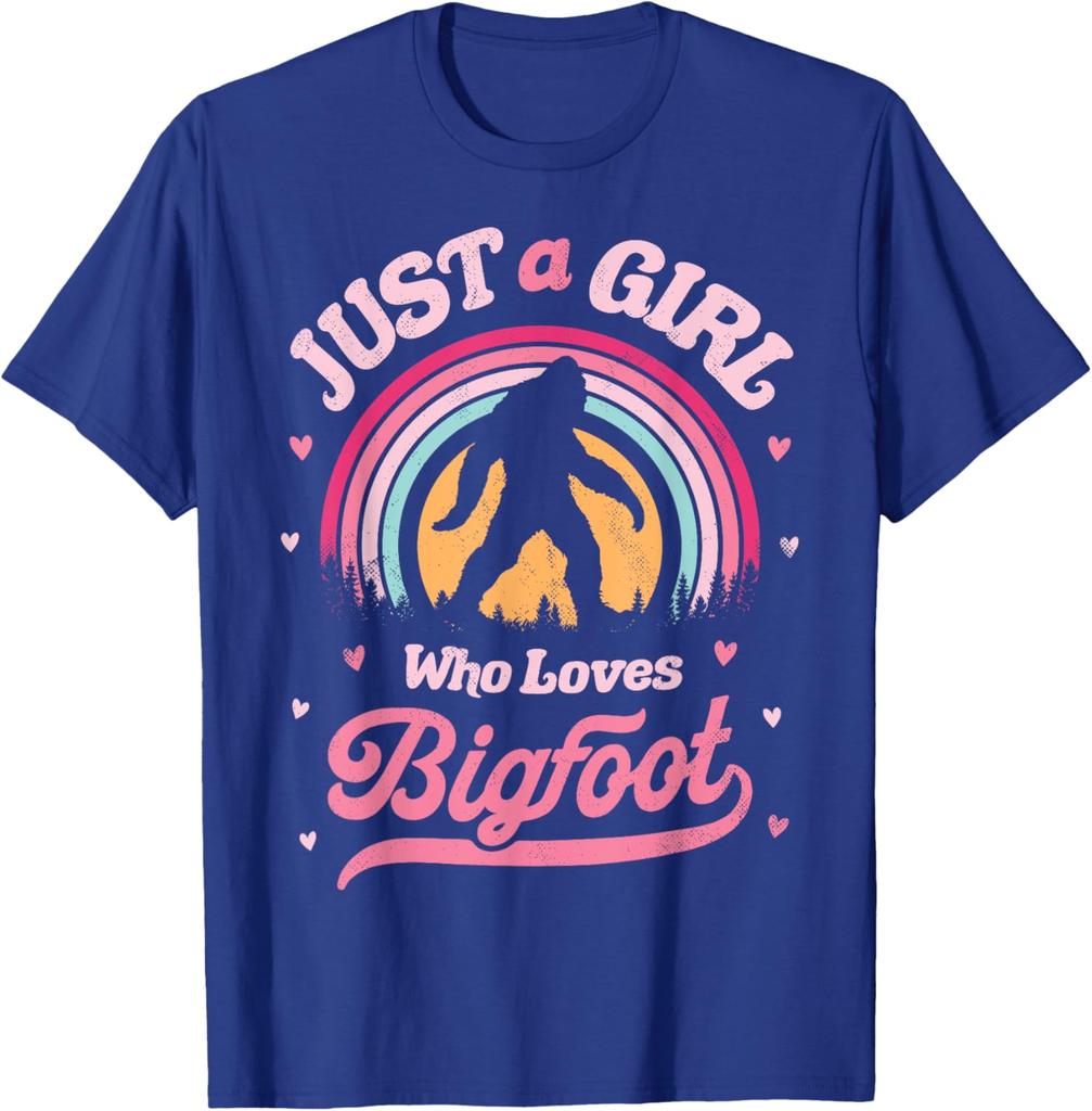 Bigfoot Just A Girl Who Loves Sasquatch Funny Retro Vintage TShirt