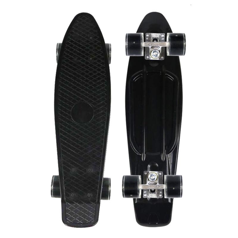 

22 Four-Wheel Fish Board Skateboard with Light-Up PU Wheels, Non-slip Deck, for Beginner and Kids Street Cruising 55.5 x 13.5 x 10 cm