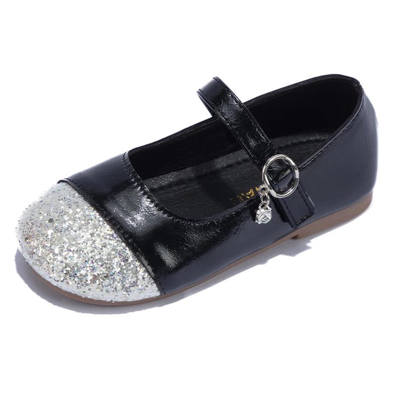 2024 Children Leather Shoe for Girl Autumn New Fashion Soft Bottom Chic Performance Dancing Flats Vasual Versatile Princess Shoe