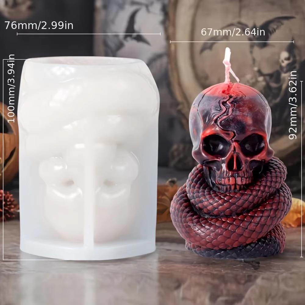 

Силиконовая форма для свечи «Змея вокруг черепа» для Хэллоуина, гипсовая форма для мыла «Змея», украшения для свечей на Хэллоуин, подарки A