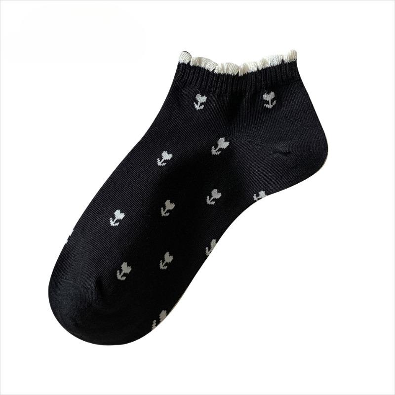 

Girls Spring and Summer Retro Lovely Tulip Flower Bubble Mouth Socks 1 pair чёрный