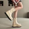 Fashion British Style Thick Bottom Round Head Ankle Boots for Women Female Autumn Thick Bottom Gothic High Heels Women's Short Boots