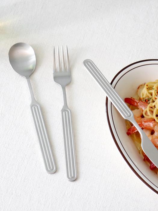 

kamomekitchen Ridge All Stainless Steel Cutlery Set 3P (Spoon, Fork, Knife) Glossy