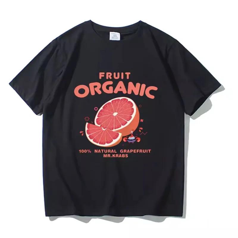 

Летняя модная мужская футболка Heavyweight Retro Fruit 100% Cotton Printed Round Gown High Quality для отдыха и фитнеса 4XL