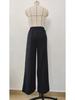 Women's Solid Color Loose Wide Leg Casual Pants with Semi-Elastic Waist for Autumn and Winter.