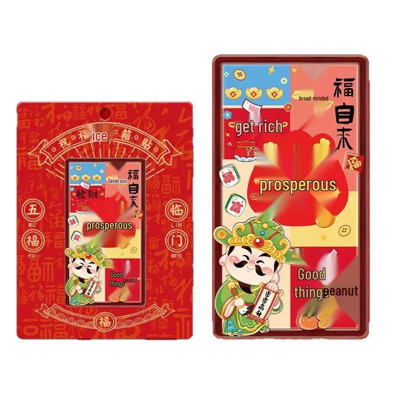 2026 Auspicious Five Gods of Wealth Wooden Fridge Magnet – Creative Cartoon Cultural Decor God of Wealth Temple - Fortune Stars