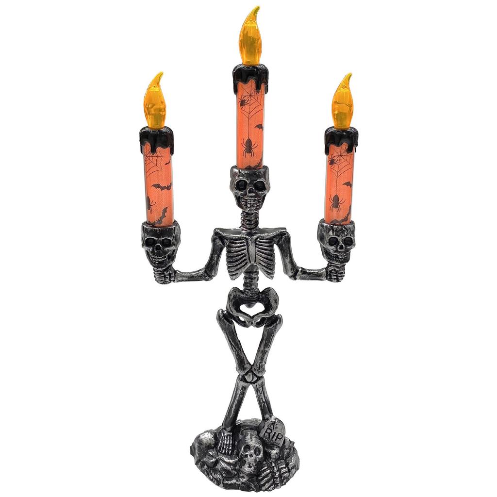 Halloween Skeleton LED Candle Lamp: Spooky Festival Skull Ornament & Pumpkin Decor