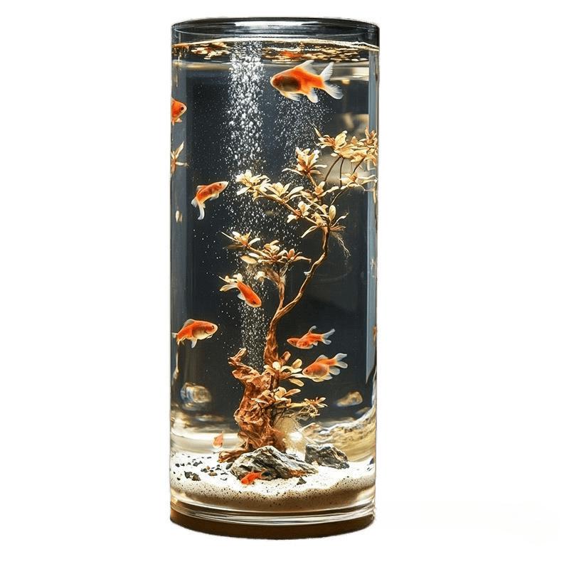 Round Ultra-White Acrylic Fish Tank - Transparent, Drop-Proof Small Goldfish Tank for Living Room Desktop