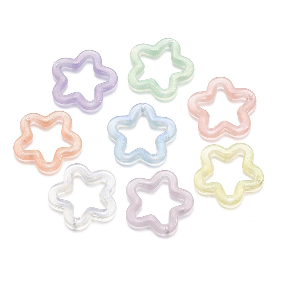 10Pcs/Lot Colorful Acrylic Five-Pointed Star Loose Pendent For DIY Necklace Bracelet Jewelry Making Accessories Supplies