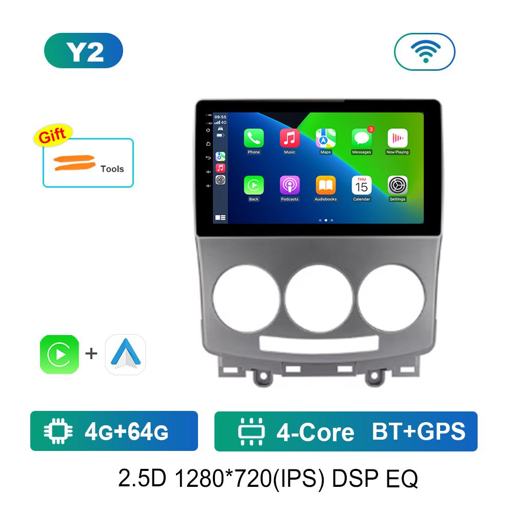 For Mazda 5 2005 - 2010 Carplay WiFi Android System Car Video Multimedia Player Navigation GPS Bluetooth Auto Tools Split Screen