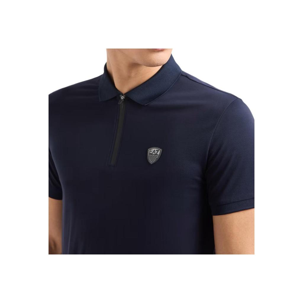 Emporio Armani EA7 Slim Fit Solid Color Polo Shirt Men Tops Navy-Blue 8NPF13-PJRGZ-1562
