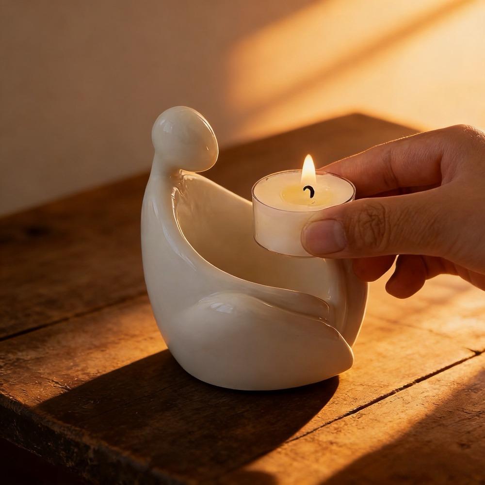 Ceramic Cartoon Animal Candle Holder Heat Resistant Tealight Holder Desktop Candelabrum Bed Room