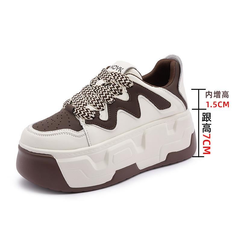 

Muffin sole women s new women s casual single shoes platform leather women s shoes versatile inner height-increasing shoes white shoes women 39 хакі