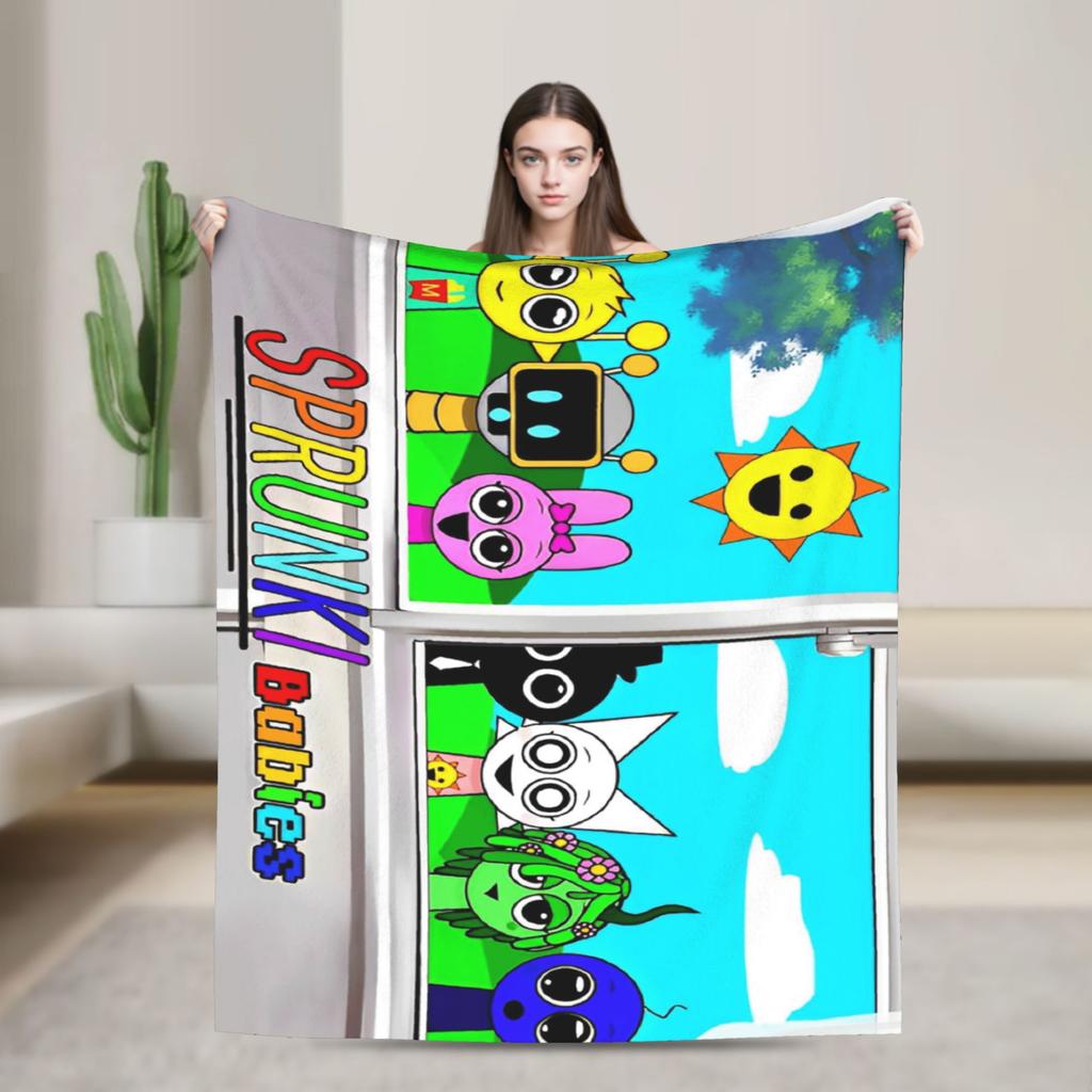 Sprunki Characters Game Blankets  Flannel Funny Breathable Throw Blanket for Home All Season