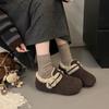 Small Man Heightened Thick-soled Gray Woolen Shoes Birkenstocks Women's 2025 Winter Velvet Warm Outer Shoes