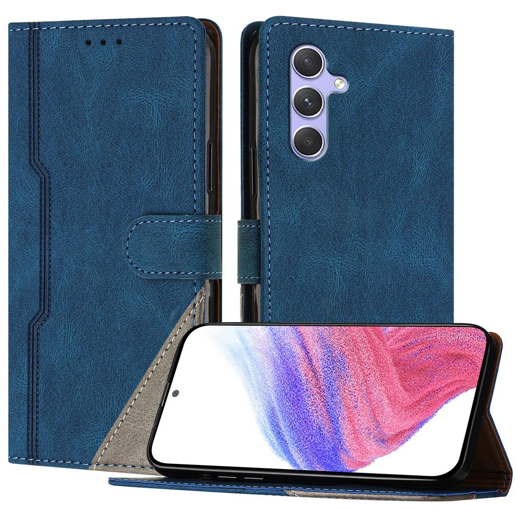 For Samsung Galaxy A54 5G Leather Case Triangle Patchwork Wallet Stand Shockproof Phone Cover