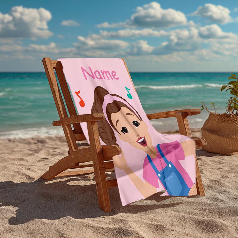 Custom Name Ultra-Soft Beach Towel with Ms. Rachel Theme,Ideal for Pool - Camping, Diving - Perfect Travel Essential, Vibrant Beach Towel.