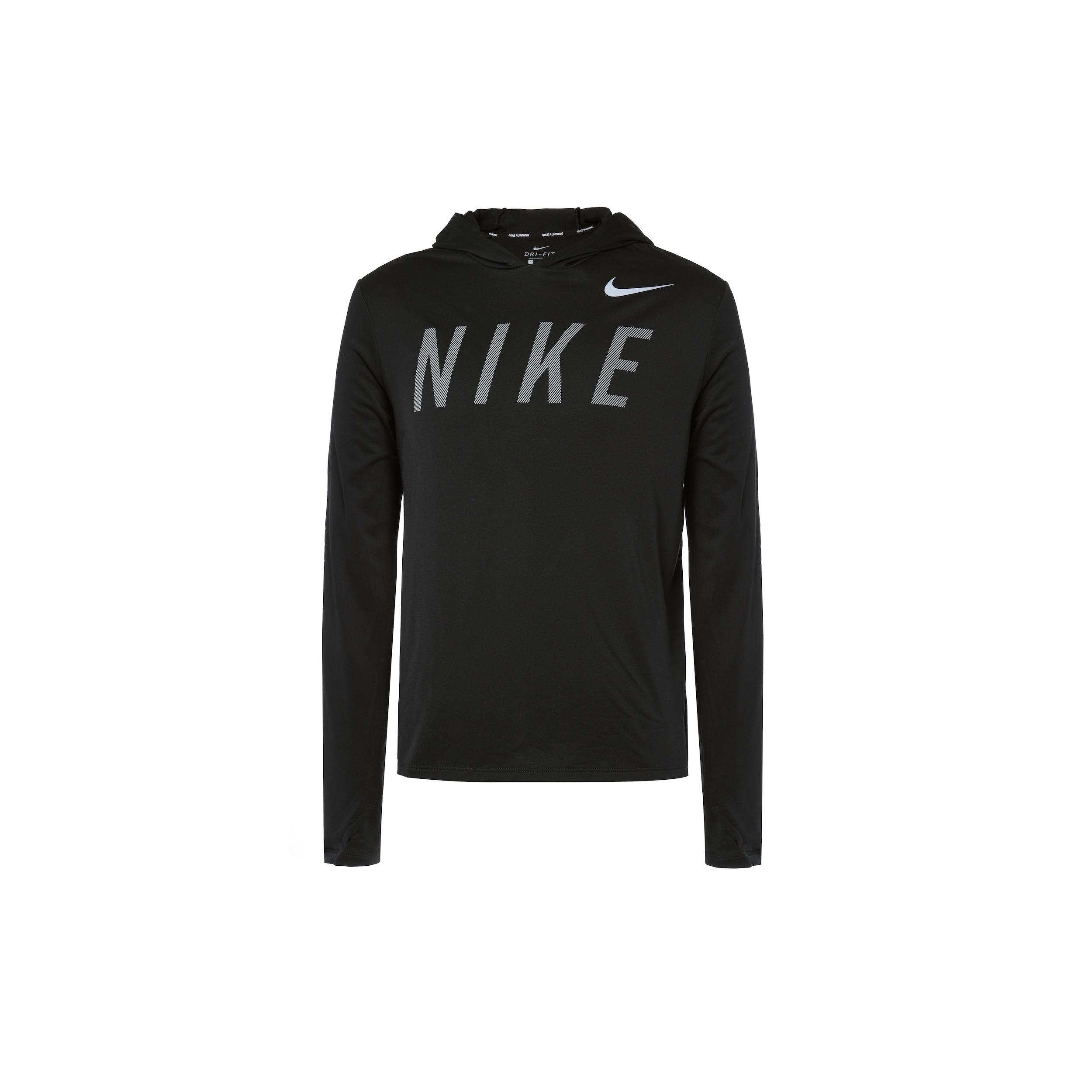 Men s Nike Logo Printing Hooded Long Sleeves Reflective Black T-Shirt AQ4850-010 L